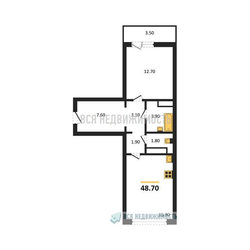 1-комнатная квартира, 48.7кв.м - изображение 1