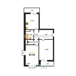 2-комнатная квартира, 65.1кв.м - изображение 1