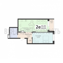 1-комнатная квартира, 44.64кв.м - изображение 1