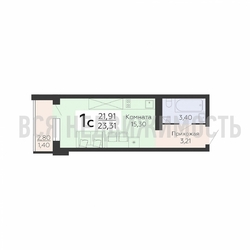 квартира-студия, 23,31кв.м. - изображение 1