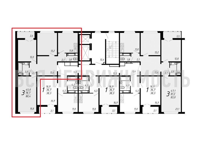 3-комнатная квартира, 80.4кв.м - изображение 1