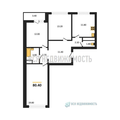 3-комнатная квартира, 80.4кв.м - изображение 0