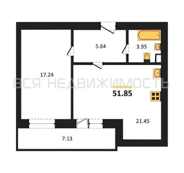 1-комнатная квартира, 51.85кв.м - изображение 1