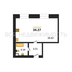 квартира-студия, 34,27кв.м. - изображение 1