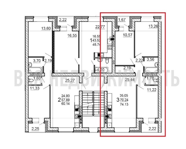 3-комнатная квартира, 74.13кв.м - изображение 1