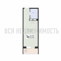 квартира-студия, 24,48кв.м. квартира-студия, 24,48кв.м. - изображение 1