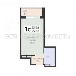 квартира-студия, 25,62кв.м. квартира-студия, 25,62кв.м. - изображение 1
