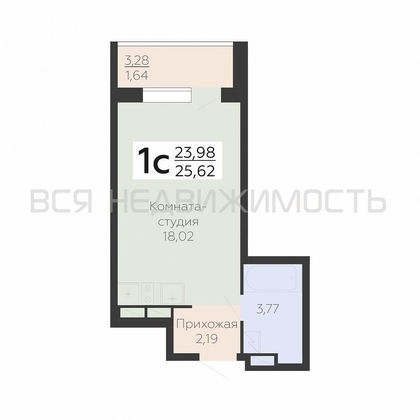 квартира-студия, 25,62кв.м. квартира-студия, 25,62кв.м. - изображение