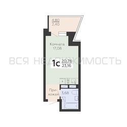квартира-студия, 23,16кв.м. - изображение 1
