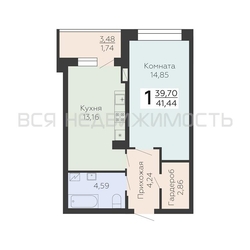1-комнатная квартира, 41.44кв.м - изображение 1