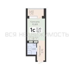 квартира-студия, 19,11кв.м. квартира-студия, 19,11кв.м. - изображение 1