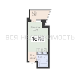 квартира-студия, 23,16кв.м. квартира-студия, 23,16кв.м. - изображение 1