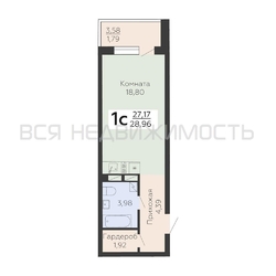 квартира-студия, 28,96кв.м. - изображение 1