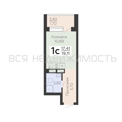 квартира-студия, 19,11кв.м. - изображение
