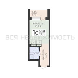 квартира-студия, 19,11кв.м. квартира-студия, 19,11кв.м. - изображение 1