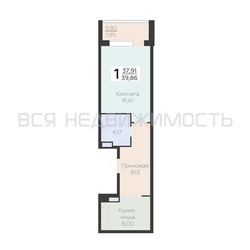1-комнатная квартира, 39.86кв.м - изображение 1
