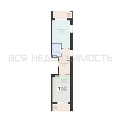 1-комнатная квартира, 50.58кв.м - изображение 1