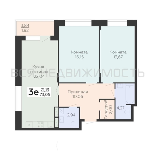 2-комнатная квартира, 73.05кв.м - изображение 0