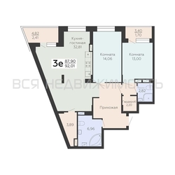 2-комнатная квартира, 92.01кв.м - изображение 1