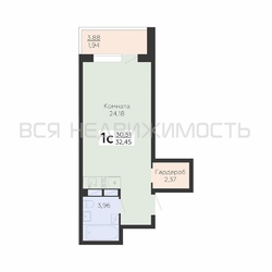 квартира-студия, 32,45кв.м. квартира-студия, 32,45кв.м. - изображение 1