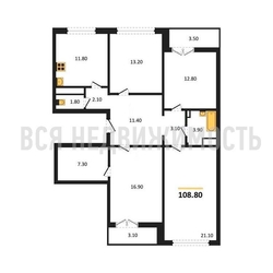 4-комнатная квартира, 108.8кв.м 4-комнатная квартира, 108.8кв.м - изображение 1