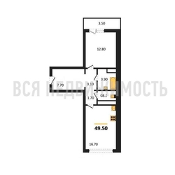 1-комнатная квартира, 49.5кв.м - изображение 1