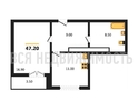 1-комнатная квартира, 47.2кв.м - изображение 1