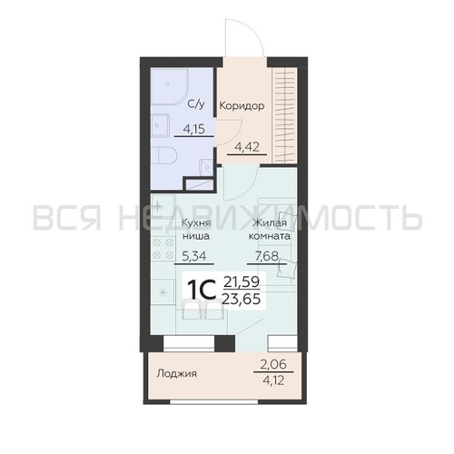 квартира-студия, 23,65кв.м. - изображение 0