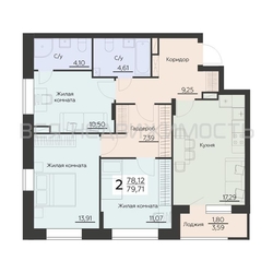 3-комнатная квартира, 79.71кв.м - изображение 1