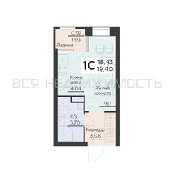 квартира-студия, 19,4кв.м. - изображение 1