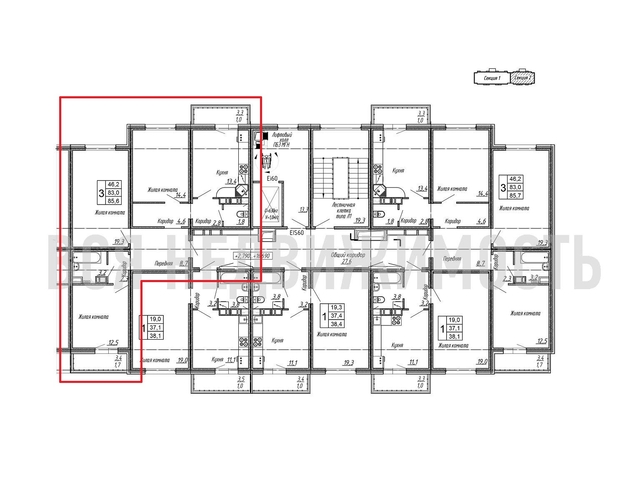 3-комнатная квартира, 85.6кв.м - изображение 1