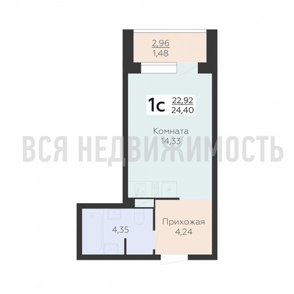 квартира-студия, 24,4кв.м. - изображение