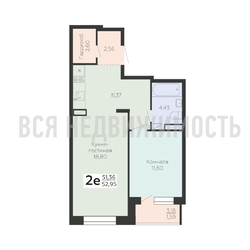 1-комнатная квартира, 52.95кв.м - изображение 1