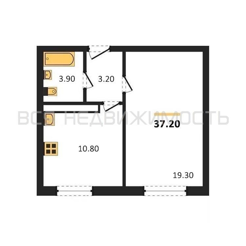 1-комнатная квартира, 37.2кв.м - изображение 0