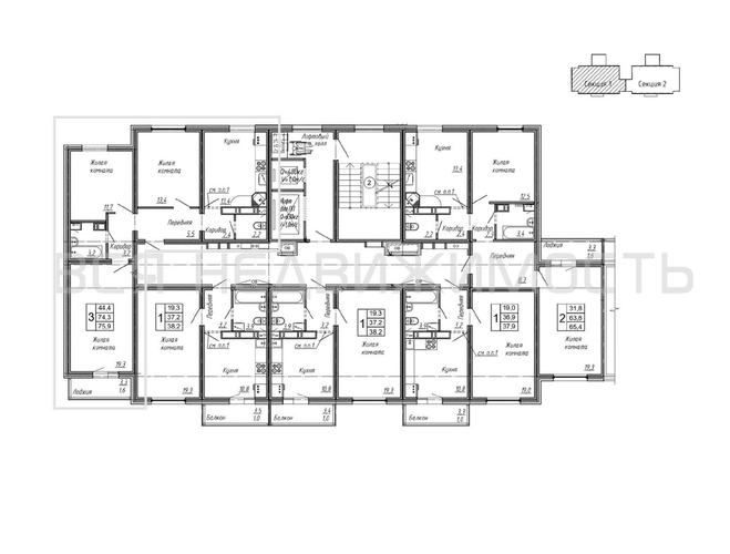 3-комнатная квартира, 75.9кв.м - изображение 1