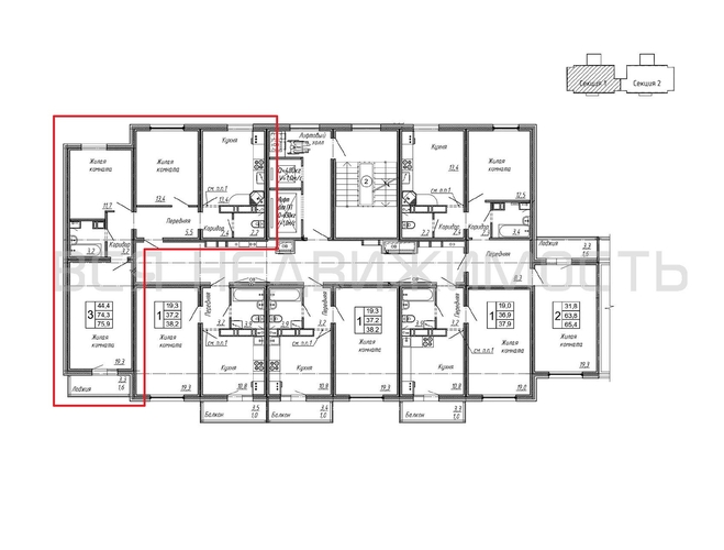 3-комнатная квартира, 75.9кв.м - изображение 1