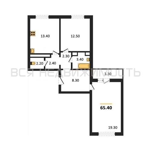 2-комнатная квартира, 65.4кв.м - изображение 0