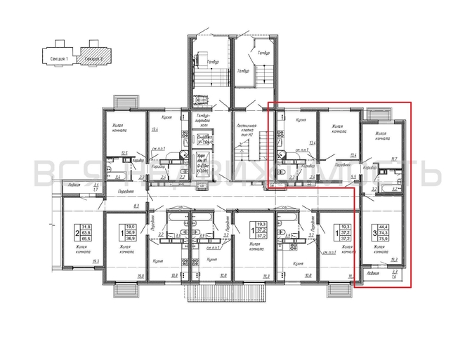 3-комнатная квартира, 75.9кв.м - изображение 1