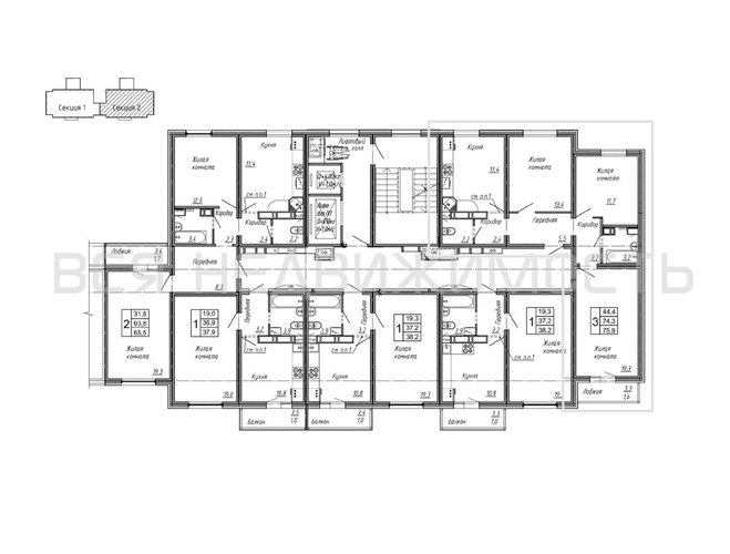 3-комнатная квартира, 75.9кв.м - изображение 1