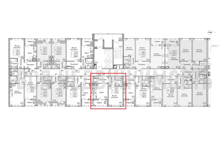 1-комнатная квартира, 42.4кв.м - изображение 1