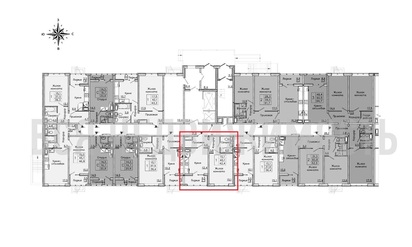1-комнатная квартира, 42.4кв.м - изображение 1