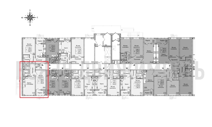1-комнатная квартира, 46.9кв.м - изображение 1