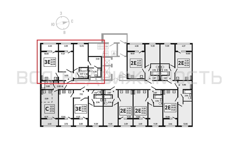 2-комнатная квартира, 66.99кв.м - изображение 1