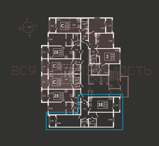 2-комнатная квартира, 66.34кв.м - изображение 1