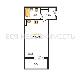 квартира-студия, 27,74кв.м. квартира-студия, 27,74кв.м. - изображение 1