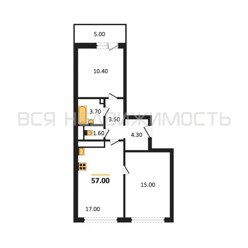 2-комнатная квартира, 57кв.м - изображение 0