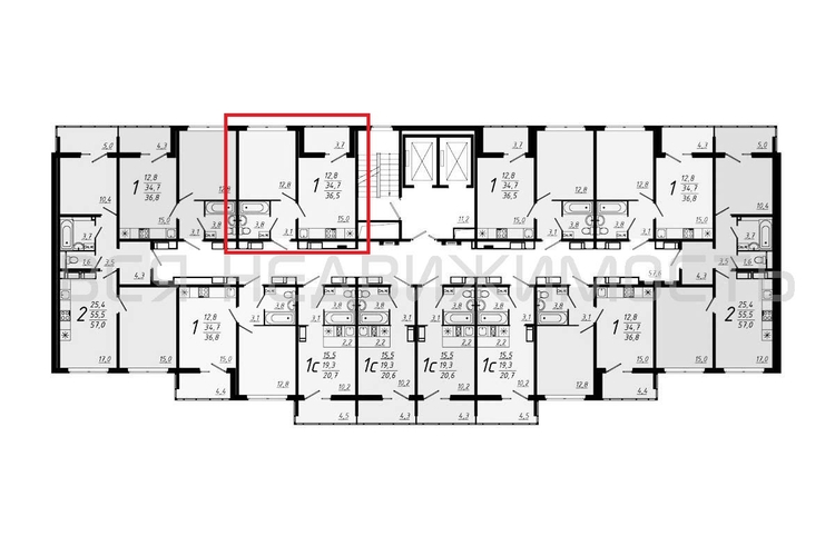 1-комнатная квартира, 36.6кв.м - изображение 1