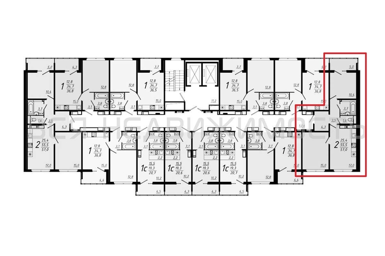 2-комнатная квартира, 56.9кв.м - изображение 1