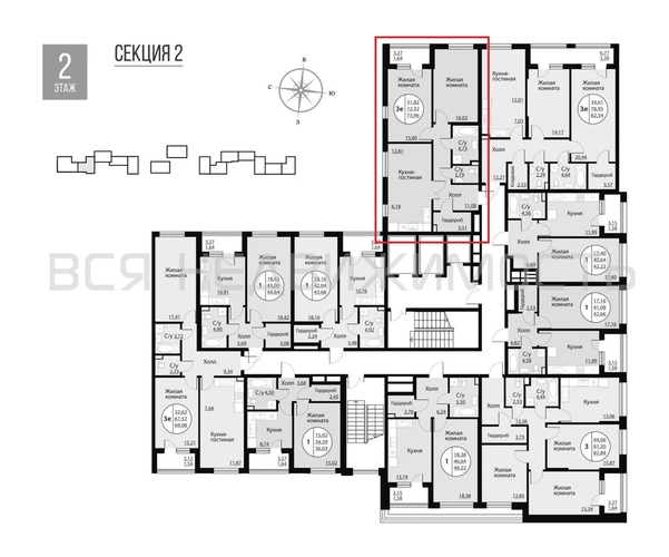2-комнатная квартира, 73.96кв.м - изображение 1