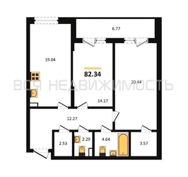 2-комнатная квартира, 82.34кв.м 2-комнатная квартира, 82.34кв.м - изображение 1